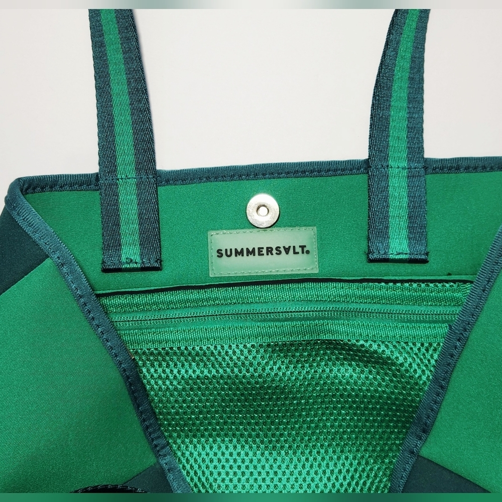 SummerSalt 2 Tone Green Neoprene Tote Bag Double Handle Yoga Gymnastics Workout - Picture 4 of 5